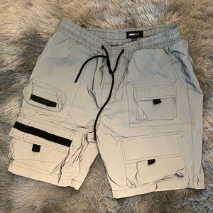 Reflective Gray Cargo Shorts for Men